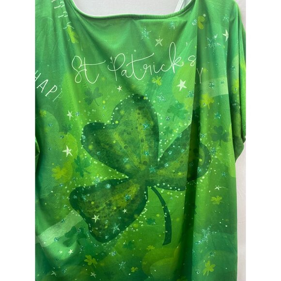 Women's XXL St. Patrick's Day Short Sleeve Green Shamrock T-Shirt - Picture 3 of 8